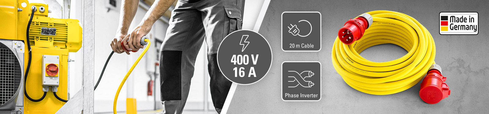 Profesionální prodlužovací kabely 400 V (16 A) – Made in Germany