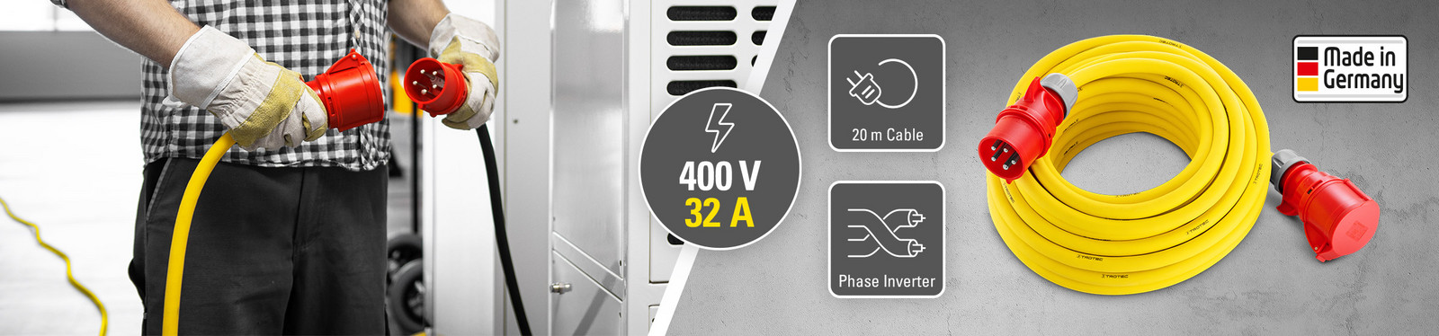 Profesionální prodlužovací kabely 400 V (32 A) – Made in Germany