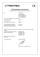 Prohlášení o shodě Infračervený teploměr TP10 (INT)