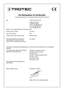 Prohlášení o shodě sálavé topidlo IR 2500 S (INT)