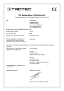 Prohlášení o shodě Termohygrometr TC100 (INT)