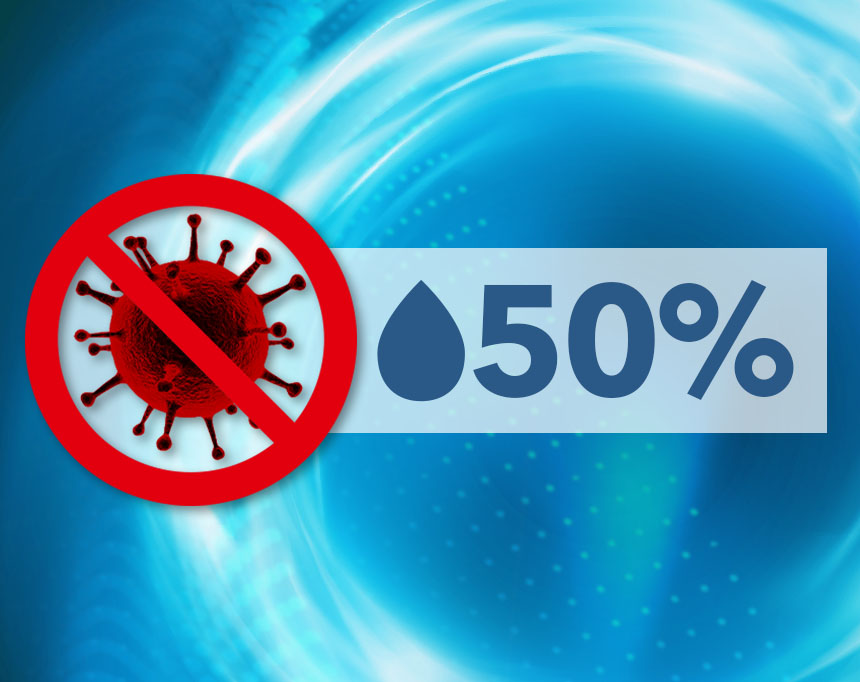 Zvýšení vlhkosti na 50% snižuje riziko přenosu viru