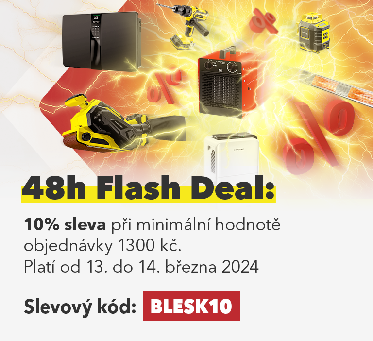 48h Flash Deal: 10% sleva pri minimální hodnote objednávky 1300 kc. Platí od 13. do 14. brezna 2024